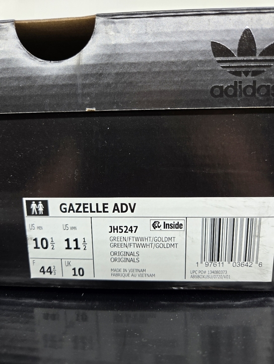 adidas Men\'s Gazelle ADV JH5247 Green White Shoes Size 10.5 New